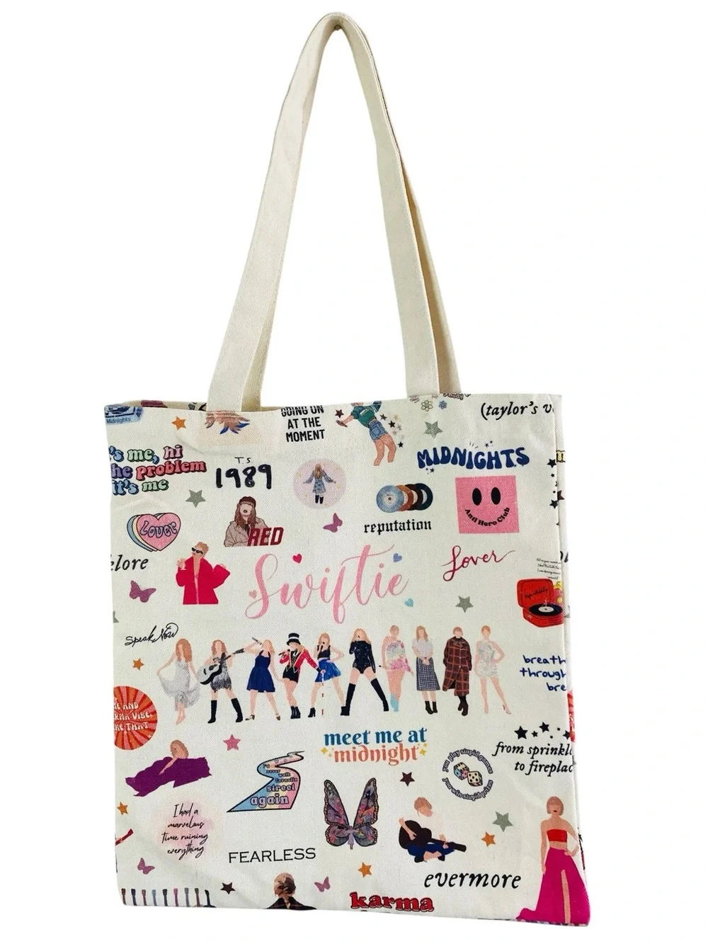 Taylor Swift Canvas Tote Featuring Albums And Iconic Lyrics 14“ x 12.5“